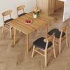 Wood colored MDF desktop with rubber wooden legs, foldable computer desk, foldable office desk, solid wood dining chair with small curved back and PU