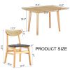 Wood colored MDF desktop with rubber wooden legs, foldable computer desk, foldable office desk, solid wood dining chair with small curved back and PU