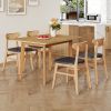 Wood colored MDF desktop with rubber wooden legs, foldable computer desk, foldable office desk, solid wood dining chair with small curved back and PU