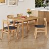Wood colored MDF desktop with rubber wooden legs, foldable computer desk, foldable office desk, solid wood dining chair with small curved back and PU