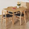 Wood colored MDF desktop with rubber wooden legs, foldable computer desk, foldable office desk, solid wood dining chair with small curved back and PU