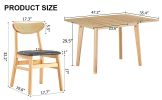 Wood colored MDF desktop with rubber wooden legs, foldable computer desk, foldable office desk, solid wood dining chair with small curved back and PU