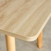 Wood colored MDF desktop with rubber wooden legs, foldable computer desk, foldable office desk, solid wood dining chair with small curved back and PU