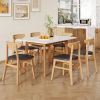 Table and chair set. White sintered stone tabletop, rubberwood legs, foldable computer desk, foldable desk. Solid wood dining chair with small curved