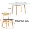 Table and chair set. White sintered stone tabletop, rubberwood legs, foldable computer desk, foldable desk. Solid wood dining chair with small curved